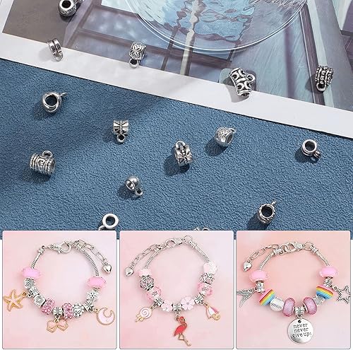 Miniatura 4 de SUNNYCLUE 1 caja de 100 cuentas de cierre a granel, dijes de cuentas de fianza, conector de estilo tibetano, gancho de alambre de aleación europea,