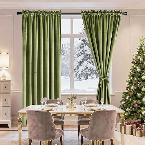 Miniatura 49 de Cortinas de terciopelo JIUZHEN, cortinas opacas suaves de terciopelo retro para dormitorio, cortinas elegantes con reducción de ruido y Rosa