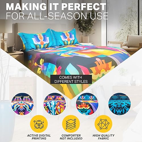 Miniatura 6 de Juego de funda nórdica para cama de inspiración colombiana, suave, ligera, estética, transpirable, diseño reversible en algodón y terciopelo, 1