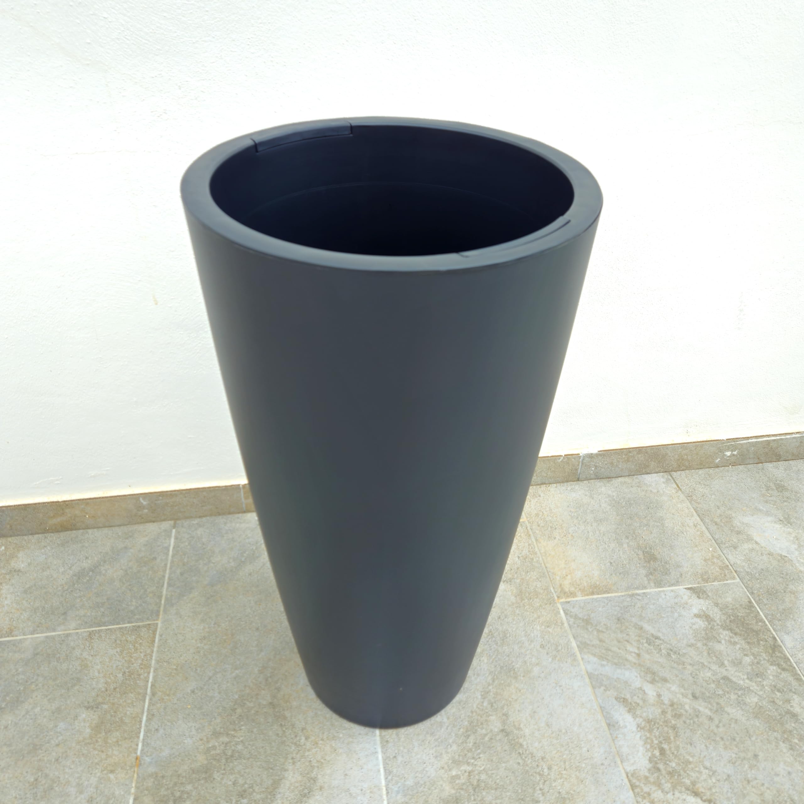 Nicoli Macetero alto Style 36 x 70 cm de altura, interior y exterior, base extraíble (2 unidades, 36 x 70 cm, antracita)