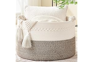Viposco Large Laundry Hamper - Tall Woven Rope Storage Basket (20"x13")
