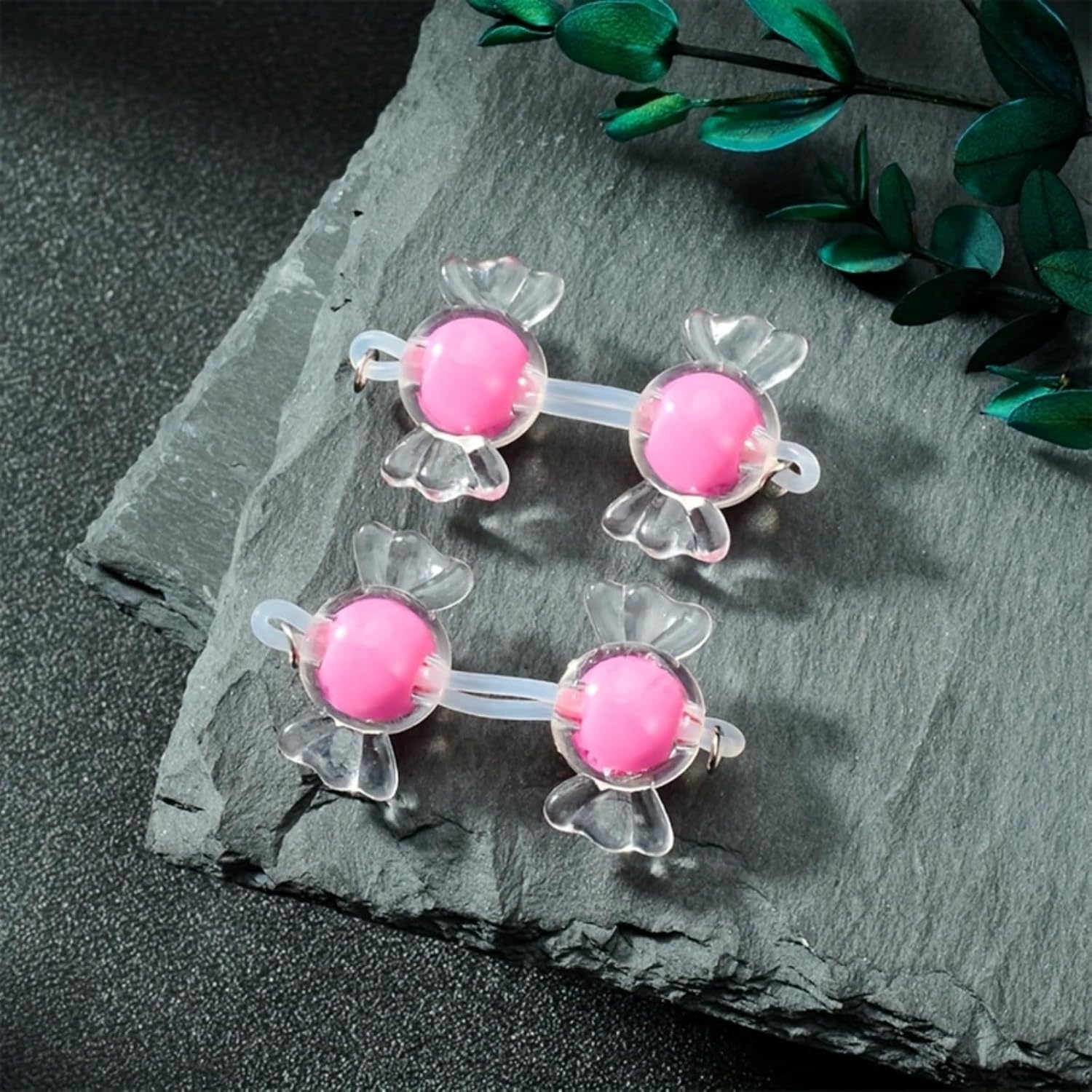QWALIT Cute Candy Shape Fake Nipple Piercing Fake Nipple Rings Adjustable Elastic Nooses Silicone Hot Pink non-Piercing Faux Body Jewelry for Women Comfortable Valentine's Day
