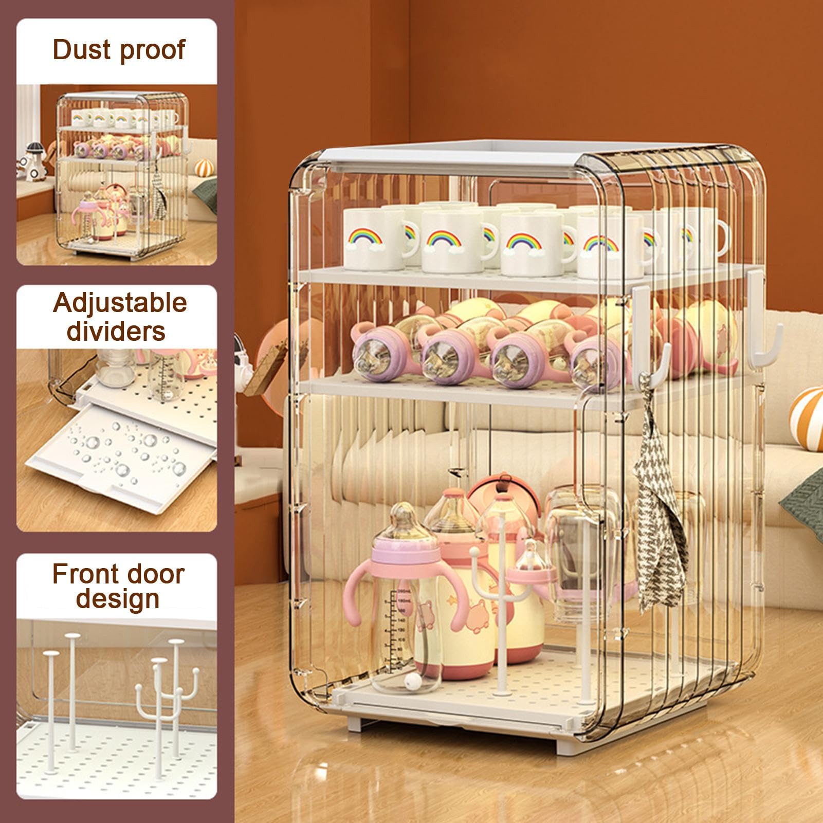 Generico Organizzatore per Biberon | Organizzatore Posate Bambini,Portabiberon con Copertura per Camera del Bambino Cucina Frigo Bagno