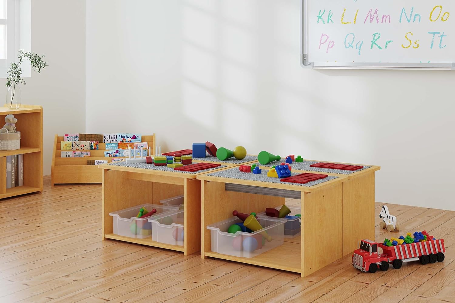 Tot Mate Wooden Toddler's Activity Table with Toy Storage - Kid's Play Center for Drawing, Reading, Crafts - Ideal for Playrooms or Classrooms, 32" W x 20" H, Maple, Ready-to-Assemble