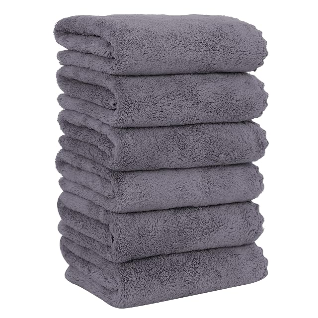 MOONQUEEN 6 Pack Premium Hand Towels - Quick Drying - Microfiber Coral Velvet Highly Absorbent Towels - Multipurpose