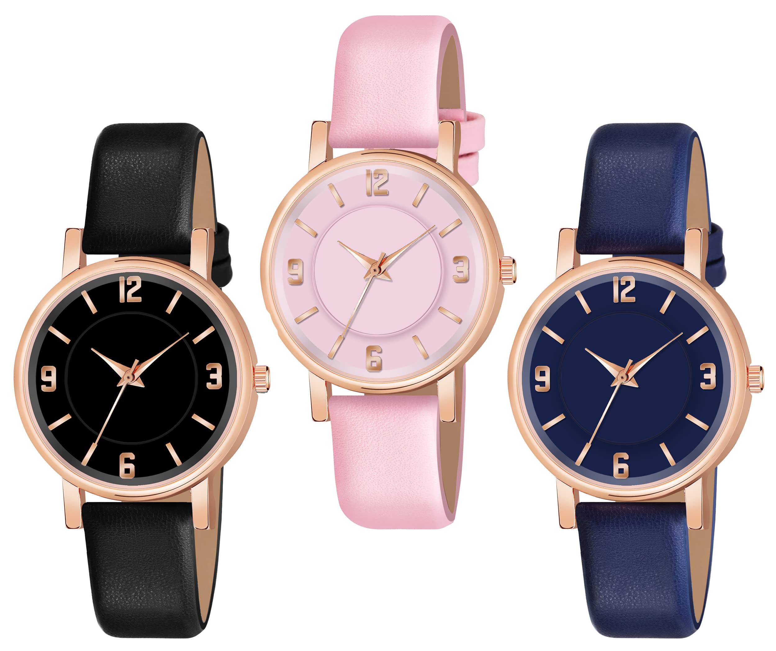 FROZIL Analog Black Baby Pink Blue Color Round Dial Watch for Women and Girl Combo Watches for Womens and Girls Set of 3 (B0BPDQXHDF) Amazon Price History, Amazon Price Tracker