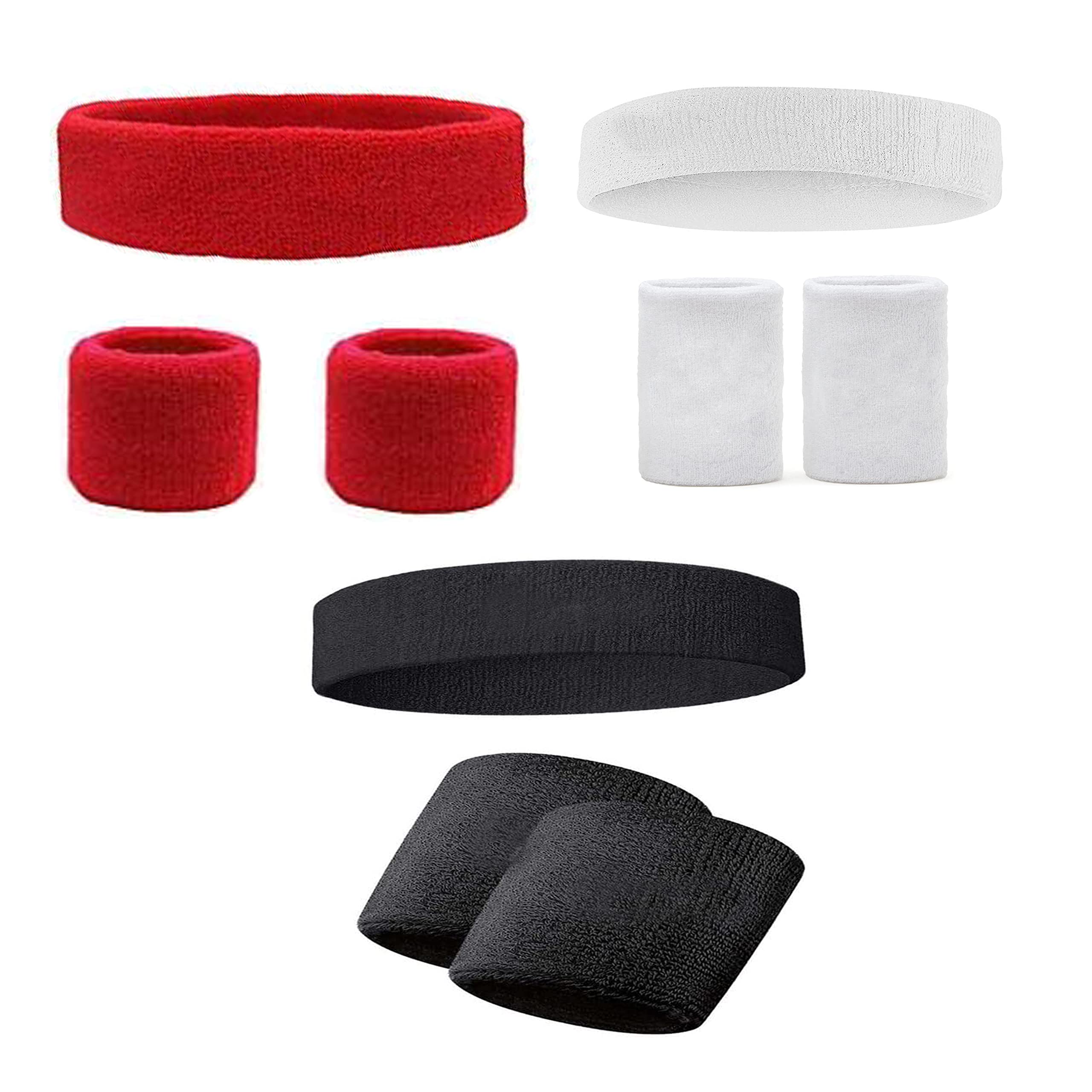 SUPRO Men & Women Head & Wrist Band,Sports Headbands for Men,Workout Accessories,Sweat Wicking Head & Wrist Band Sweatbands Running Gym,Unisex Hair Band Red,Black and White Color 3 Pair (B09MZCR3RN) Amazon Price History, Amazon Price Tracker