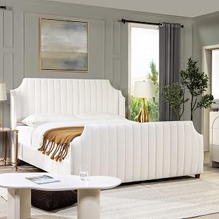 Jennifer Taylor Home Addison Beds, King, Cloud White Performance Velvet