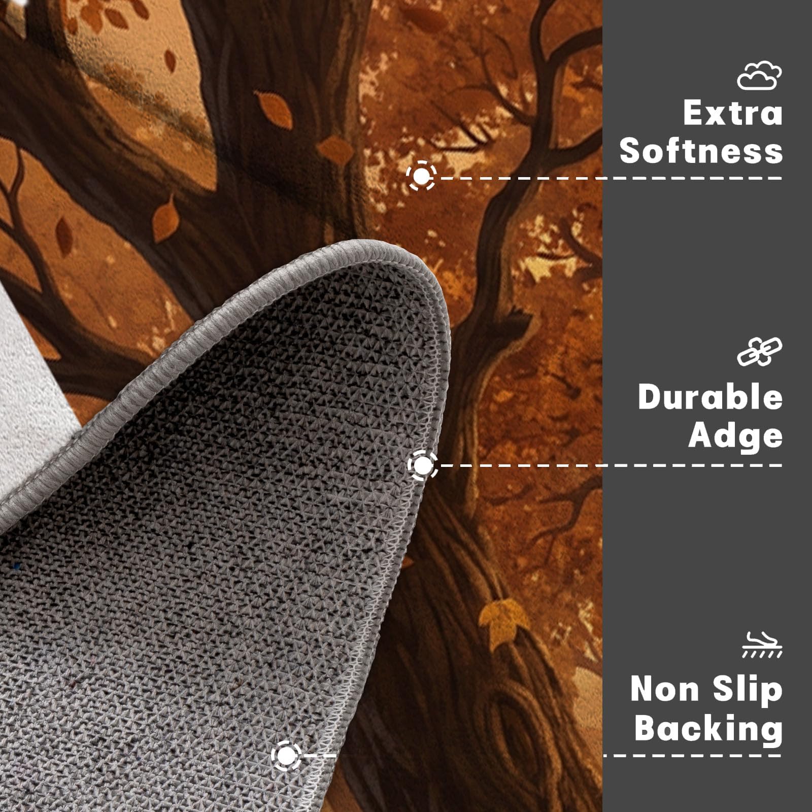 Ultradünne Herbstlicher Flusswald Fußmatte Für Innenbereich, 80X120Cm Waschbar Teppich Für Eingangsbereich, Sonnenuntergangstiere Schmutzfänger Fussmatten, Orange Farbe Rutschfeste Eingangsmatte