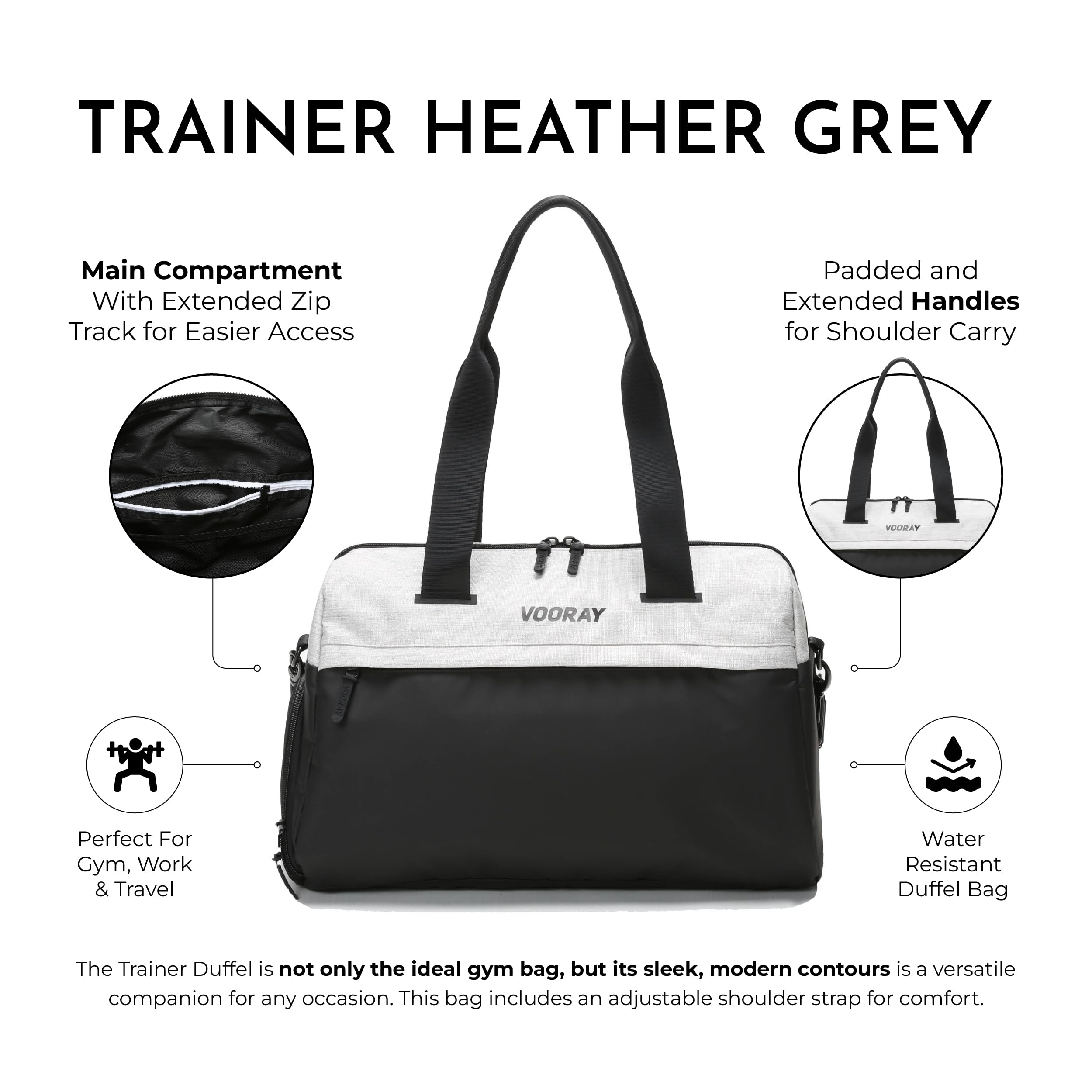 Vooray Trainer - Borsa da ginnastica da donna con scomparto per scarpe e tasca per bagnati