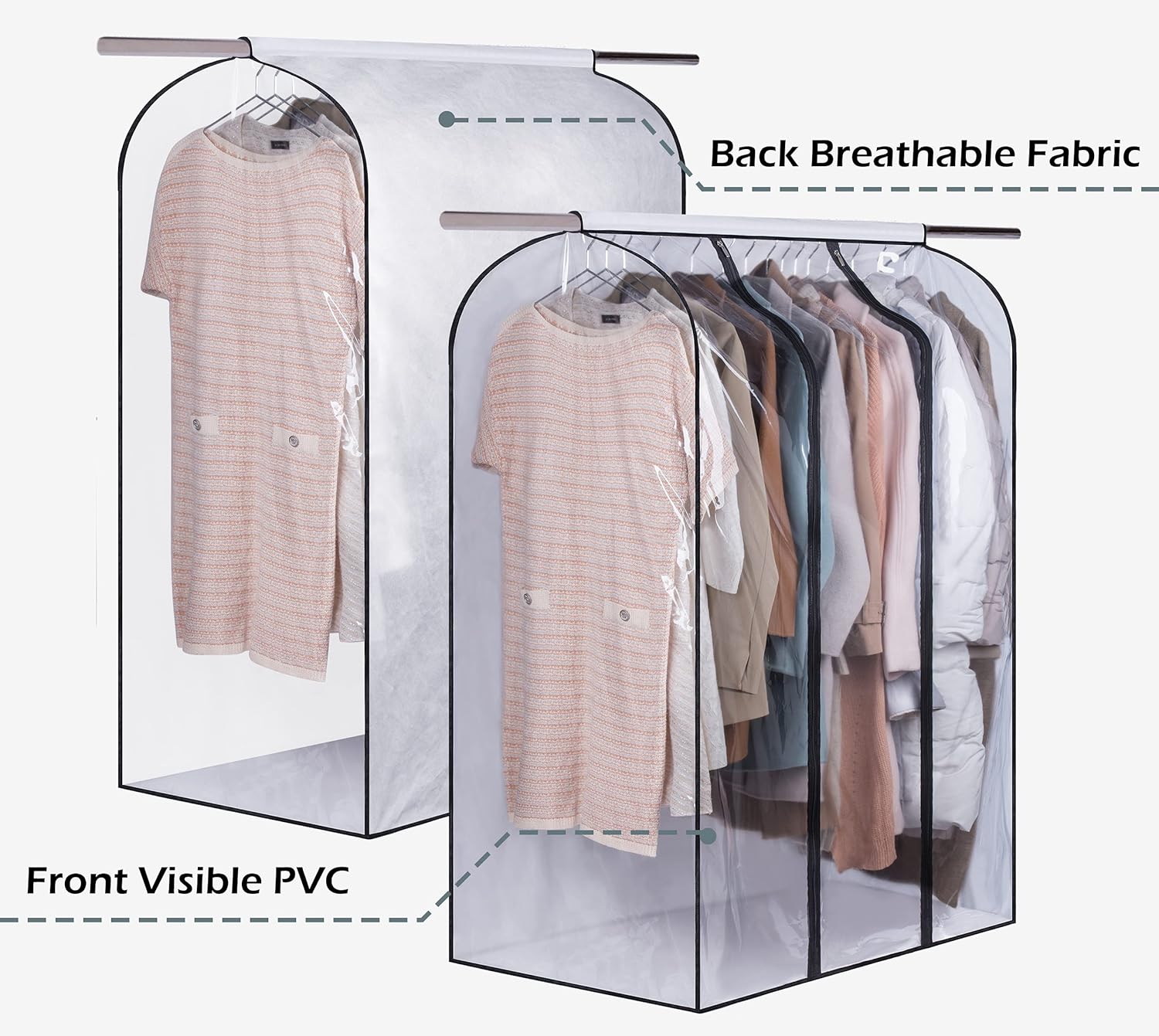 SLEEPING LAMB 50'' Extra Large Clear Hanging Garment Bags for Closet Storage Bottom Enclosed Garment Rack Cover Sealed Wardrobe Clothes Protector for Coats, Suits, Dresses （Not Including Frame） : Everything Else