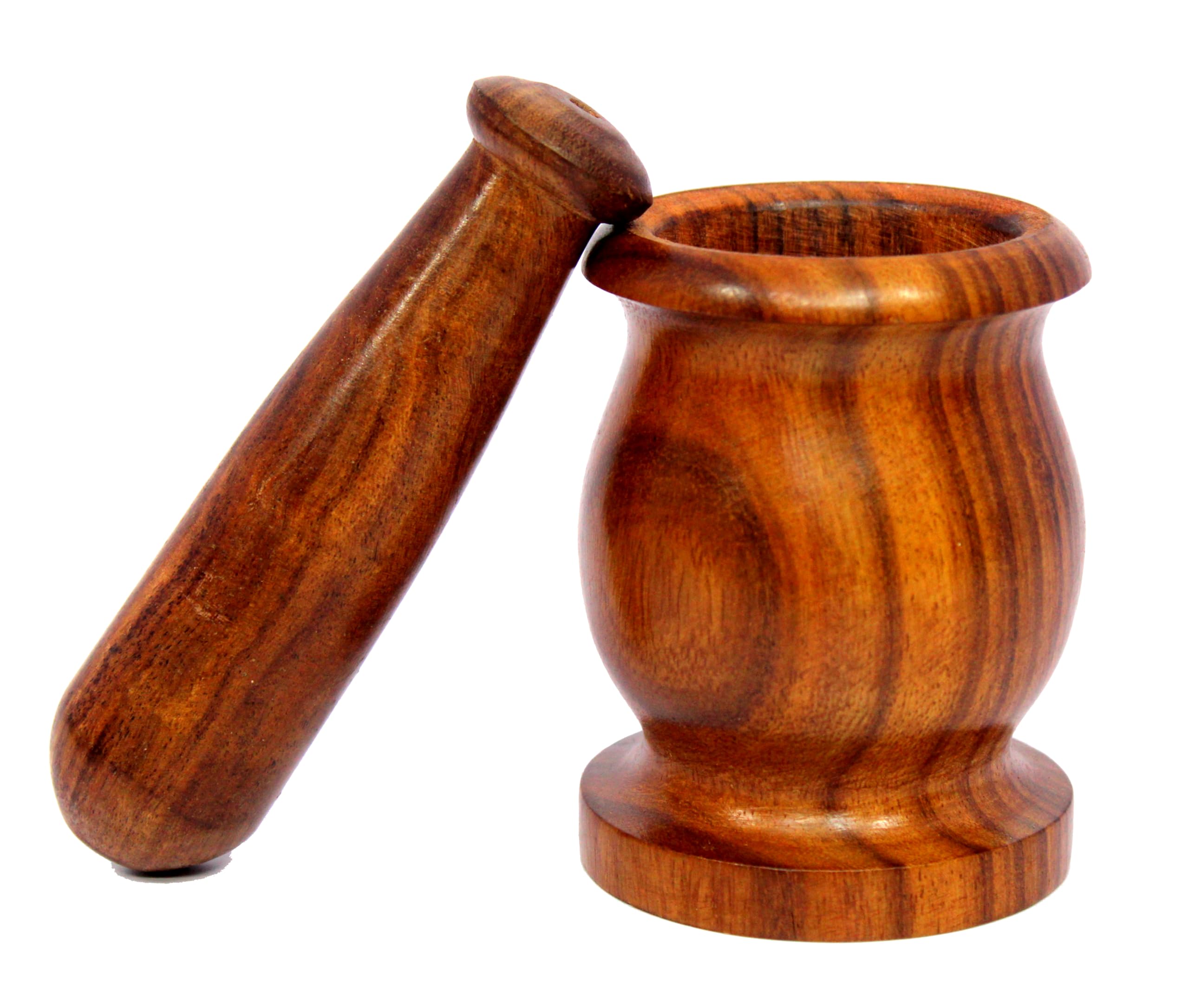 KLEO Wooden Grinder Masher for Spices & Medicine | Okhli Musal Set | Mortar Pestle Set | Imaam Dasta, Kharal, Khalbatta for Kitchen (Brown, 3.5" Inches) - Image 7 thumbnail
