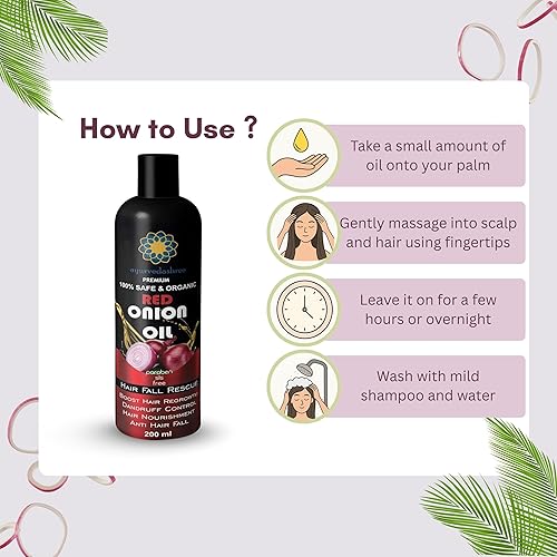 Miniatura 7 de AYURVEDASHREE Aceite de cebolla roja para el crecimiento del cabello y el otoño del cabello con aceite de cebolla de semillas negras aceite de argán