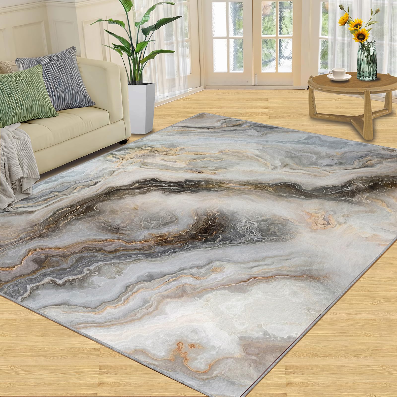 Tapis salon antidérapant lavable 100x200 abstrait rétro chambre
