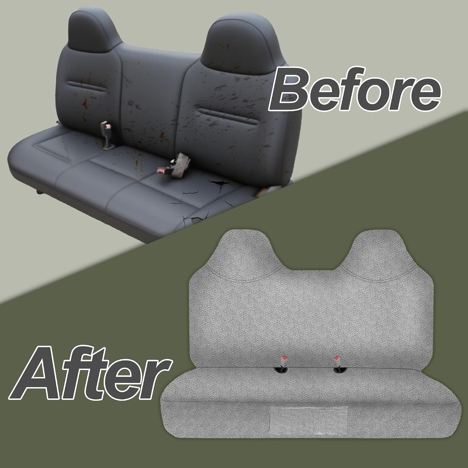 ESMING Custom Fit Front Bench Seat Cover for Ford F250 F350 F450 F550 1999-2007 Super Duty, Durable Oxford Cloth Truck Seat Cover with Utility Pockets - Gray