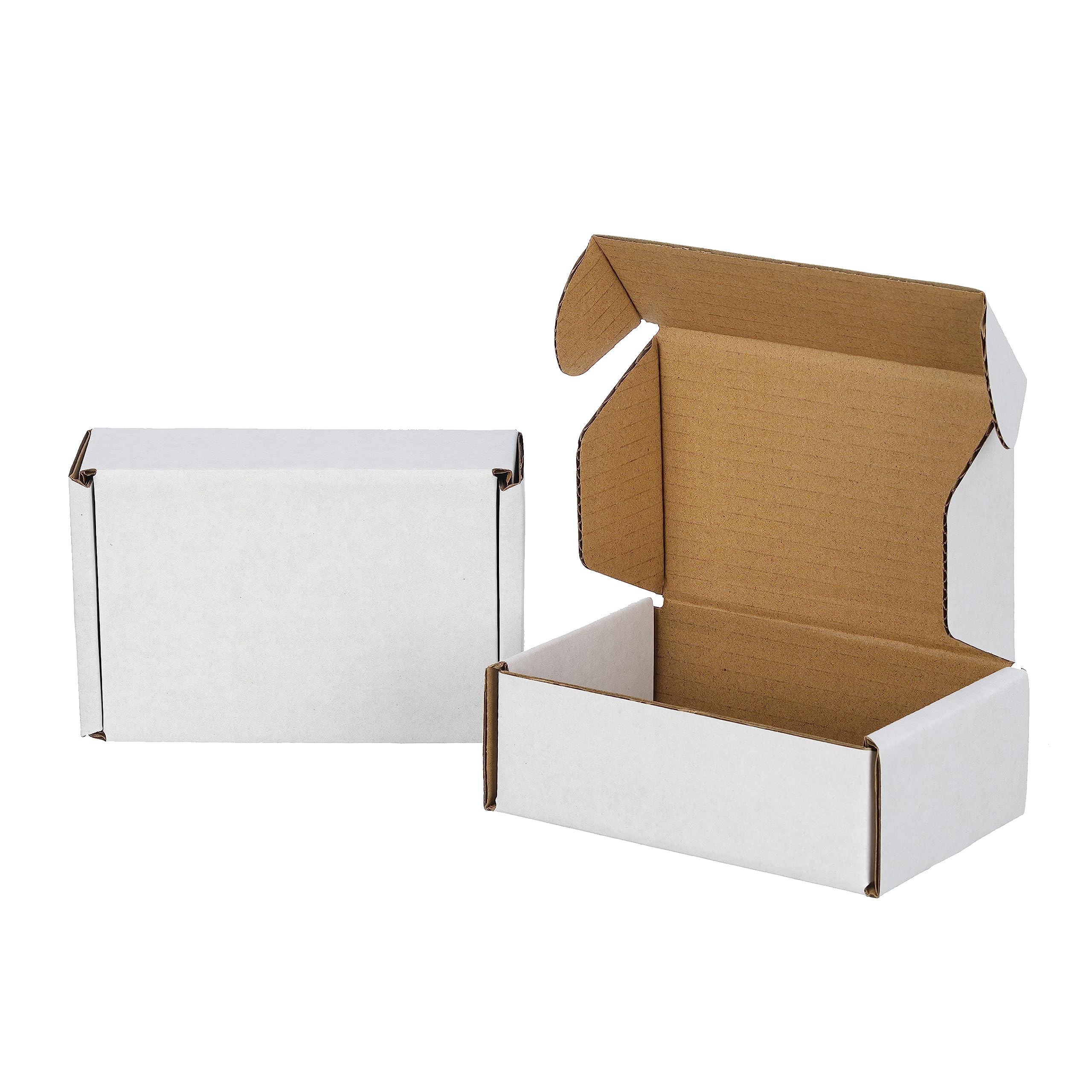 GHEIR 100 Pack 6x4x2 inches Small Shipping Boxes, Kraft Corrugated Cardboard Boxes for Mailing Packing, White