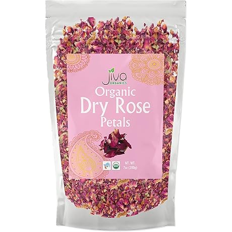 Jiva Large Bag (200g) USDA Organic Dried Red Rose Petals - Edible...