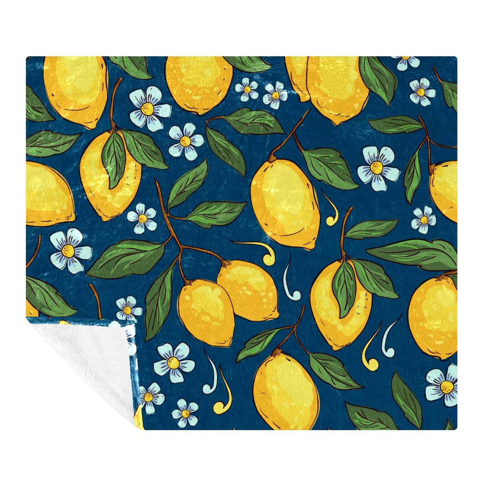 Couverture polaire citron fleur pour lit et canapé de chambre