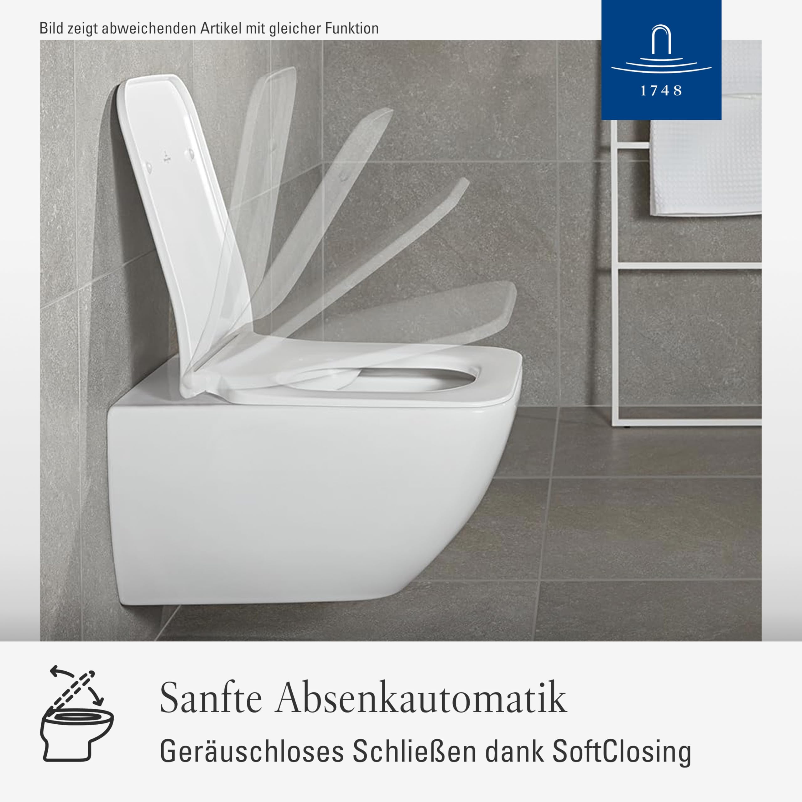 Villeroy & Boch Architectura WC-Sitz, mit SoftClose, eckig – Weiß Alpin | Mit Absenkautomatik, abnehmbar, aus bruchsicherem Duroplast, Original Ersatzteil, 9M58S101
