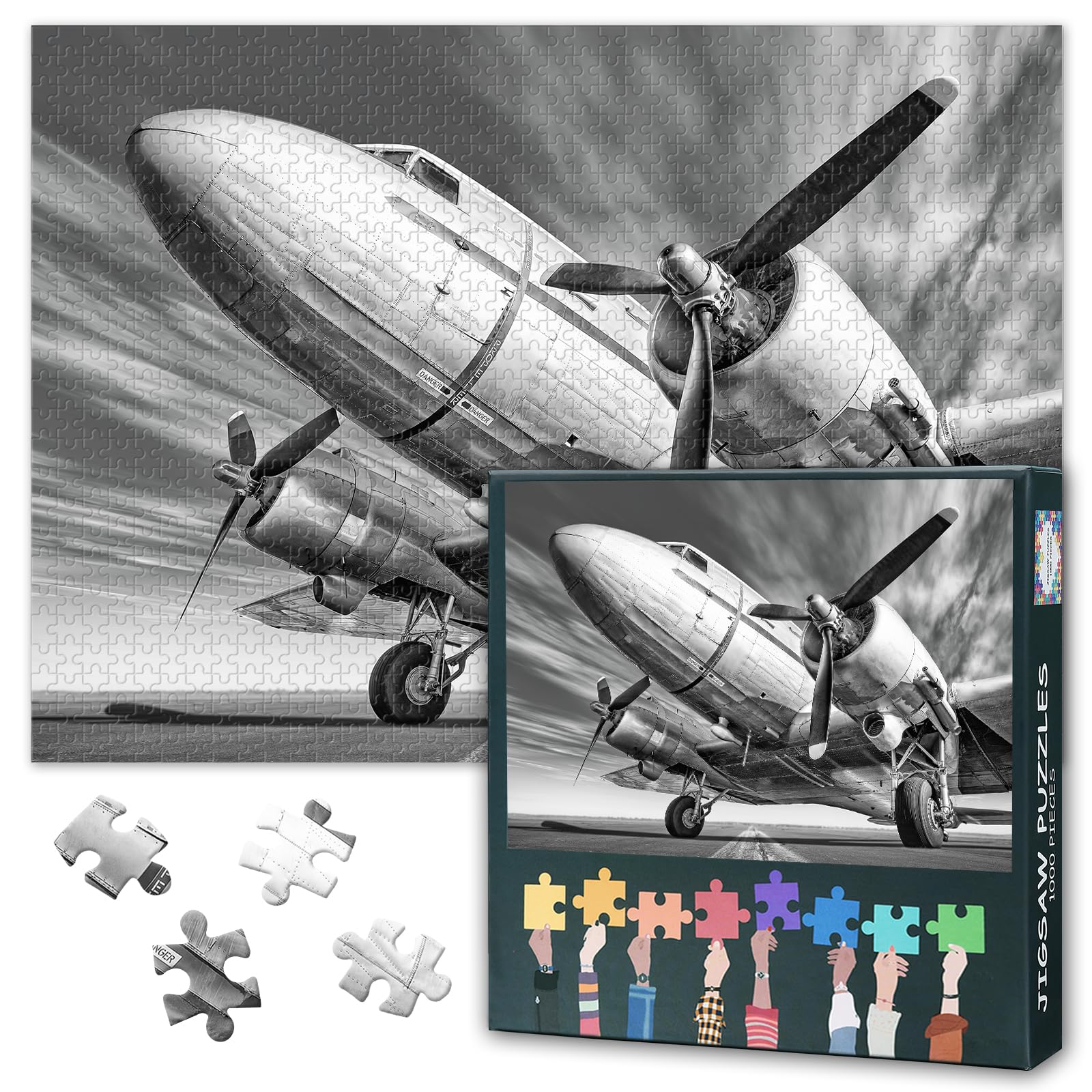 1000 Piece Jigsaw Puzzle for Adults Fighter Aircraft Inspirational Artwork Classic Retro Military Aviation Art Challenging Puzzle Gift for Pilots and Veterans 27.5 x 19.7 Inches