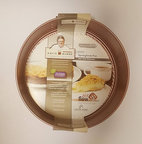 David Burke Molde desmontable redondo de oro rosa de 9 pulgadas con tecnología de horneado de flujo de aire