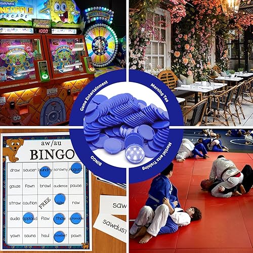 Miniatura 5 de Juego de 100 fichas de juego de fichas de póquer de plástico opaco con caja de almacenamiento (azul, 1 pulgada)