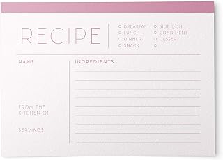 48 Water Resistant Pink Recipe Cards, Simple & Modern, Double-Sided, Multi-Colors (Pink)