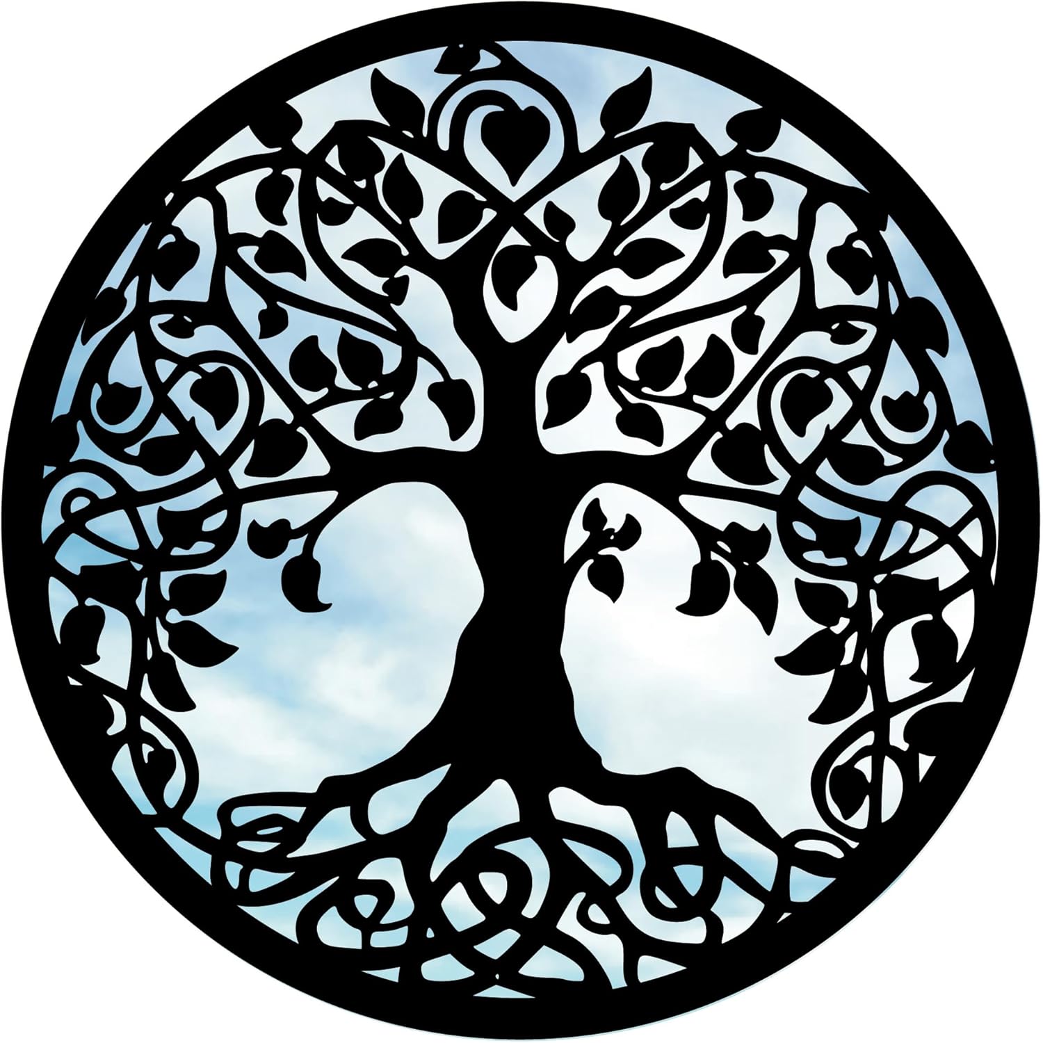 Sun Catcher Garden Decor Tree of Life Garden Mirror Range of Sizes Round Framed Mirror Outside Rust Resistant Acrylic Fixings Included Gift (42cm / 16.5 inch)