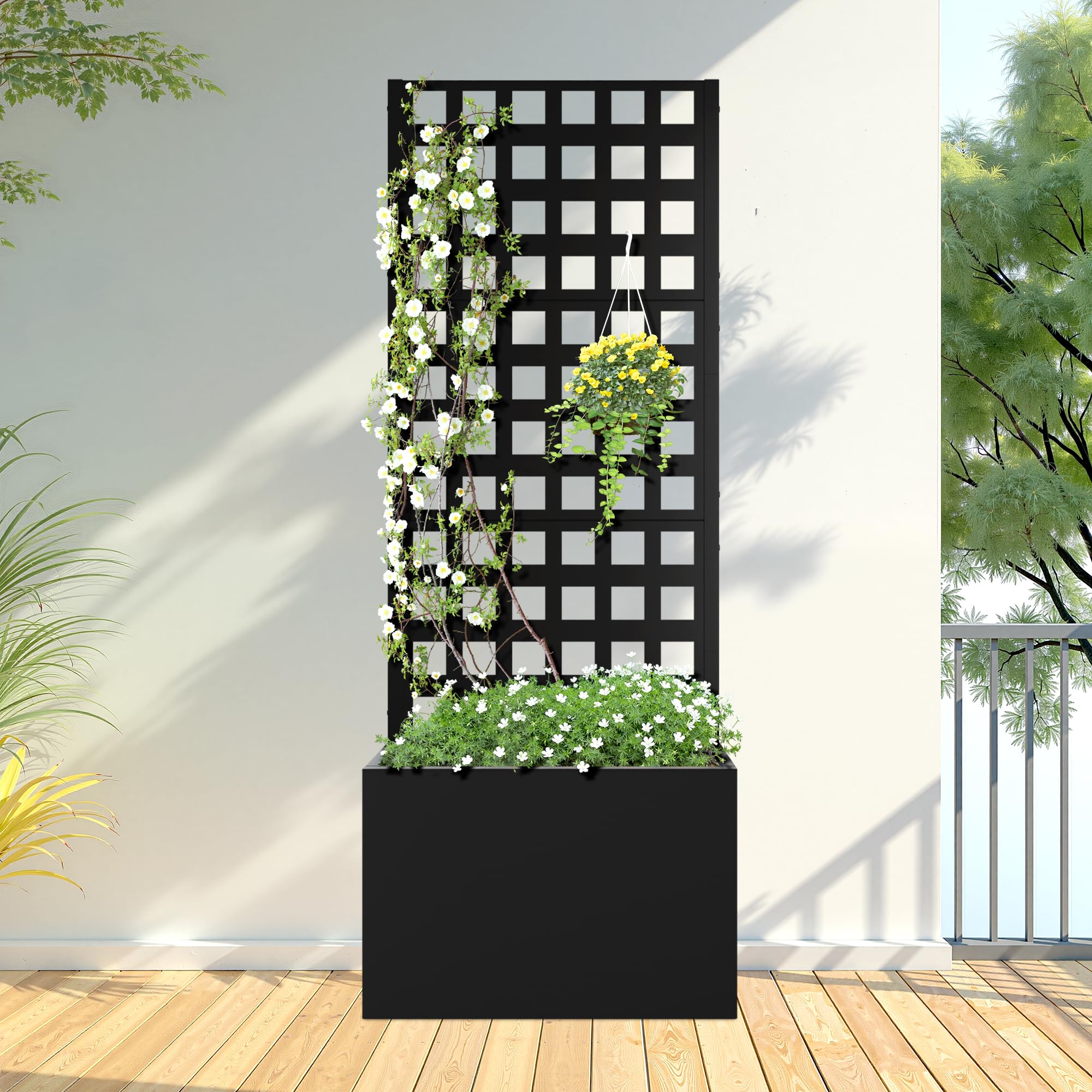 Outdoor Privacy Screen Planter - Metal Trellis -14 Outdoor Privacy Screen Planter - Metal Trellis -14