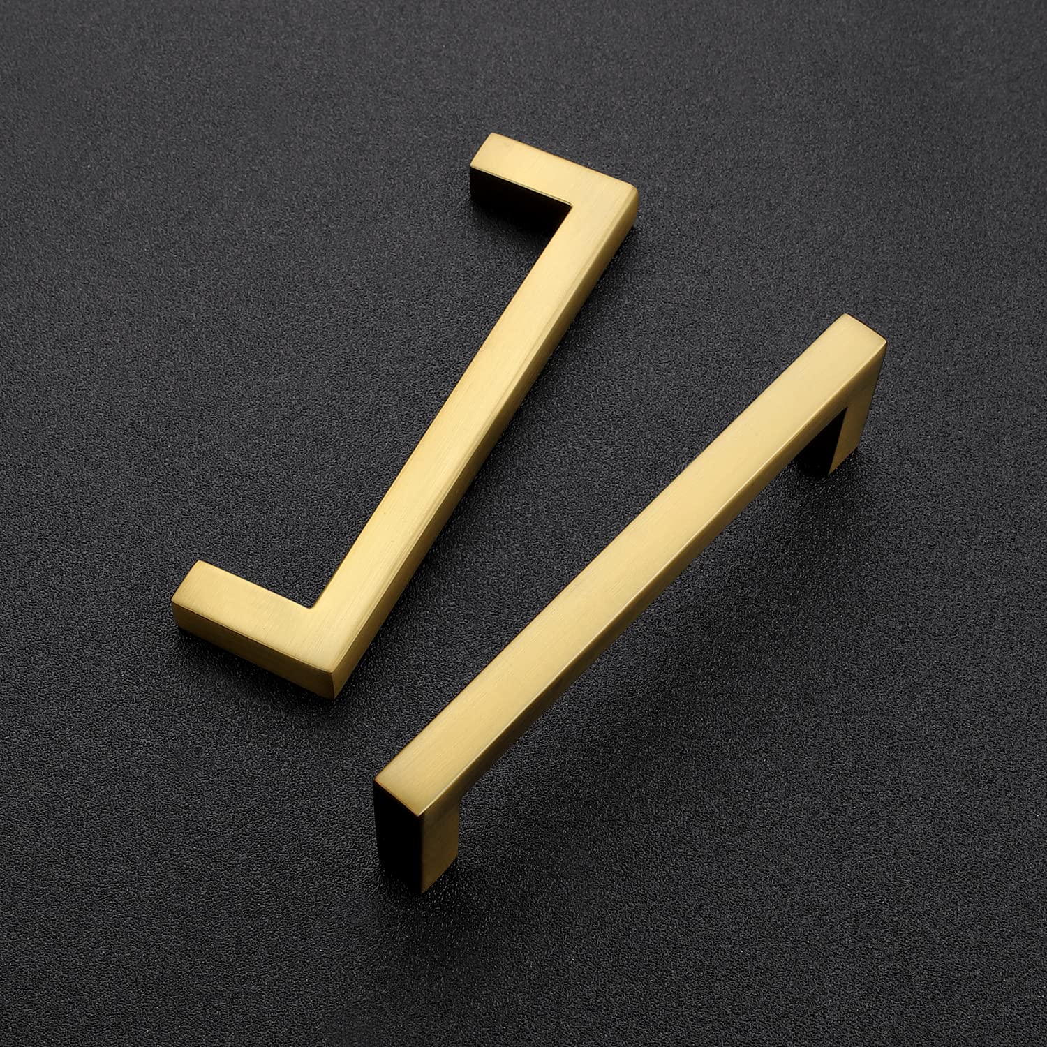Ravinte 20 Pack Solid 3-3/4 Inch Center to Center Slim Square Bar Drawer Handles Kitchen Cabinet Handles Brushed Brass Drawer Pulls Kitchen Cabinet Hardware Kitchen Handles Cabinet Pulls