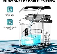 Vista 5 de EUHOMY, Fabricador de hielo para encimera con asa, listo en 6 minutos, 34 libras por día, cubierta superior extraíble, autolimpiante, máquina