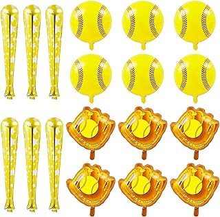 18 Pcs Softball Foil Balloons Softball Party Decorations 18 Inch Ball 20 Inch Glove 30 Inch Bat Balloons Sports Theme Softball Party Favors Softball Birthday Party Supplies for Gifts Props