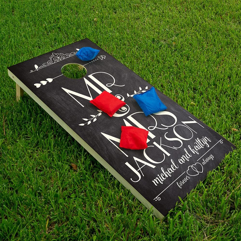Cornhole Board Wraps & Decals Cornhole Wraps for Boards Set of 2 Corn Hole Decal, 20+ Designs Skins Professional Cornhole Decal for Boards Covers Sticker Cornhole Vinyl Wraps (Mr & Mrs Personalized)