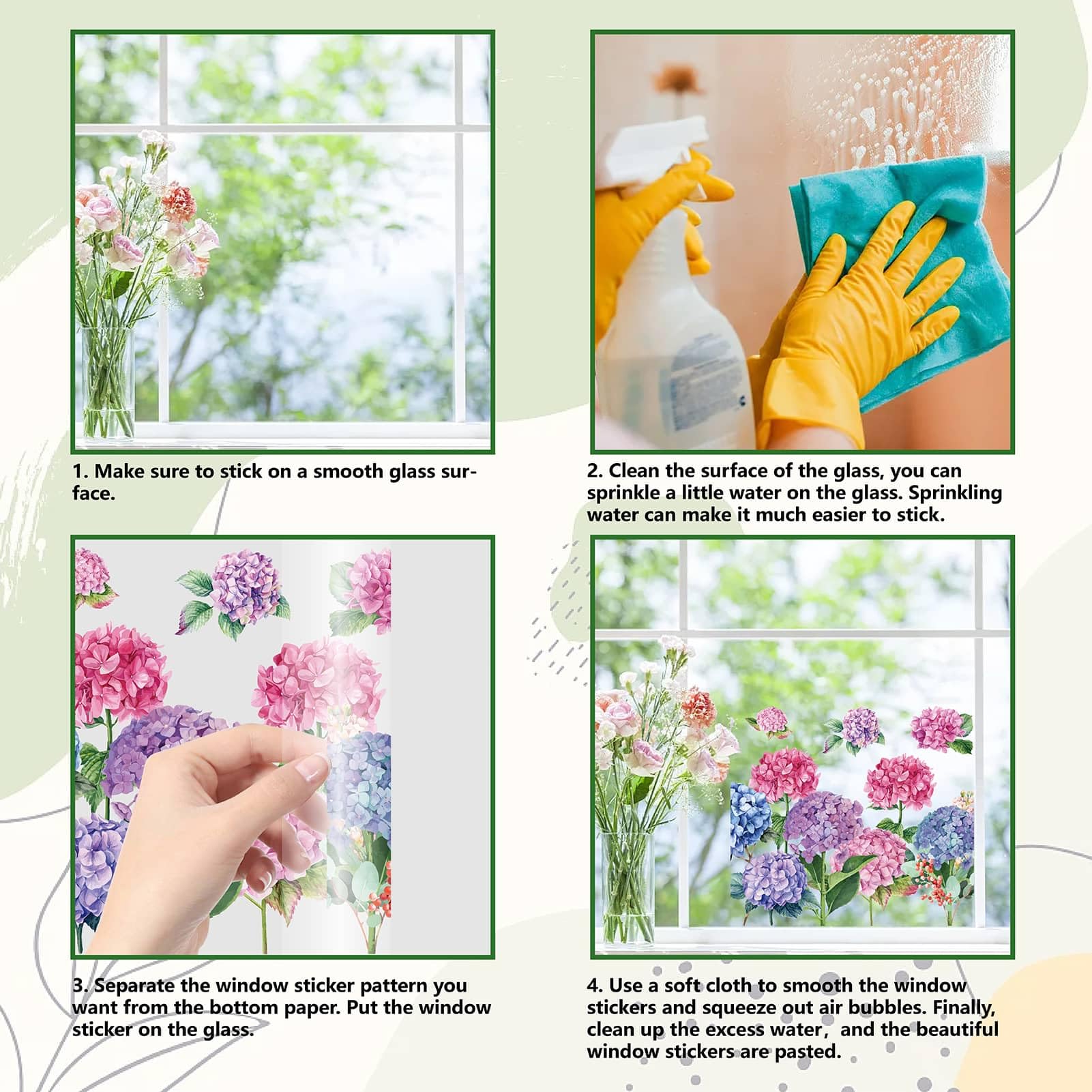 Autocollant Fenêtre Lavande Et Iris 116x38 Cm - Décalcomanie Double Face, PVC Réutilisable, Facile à Poser