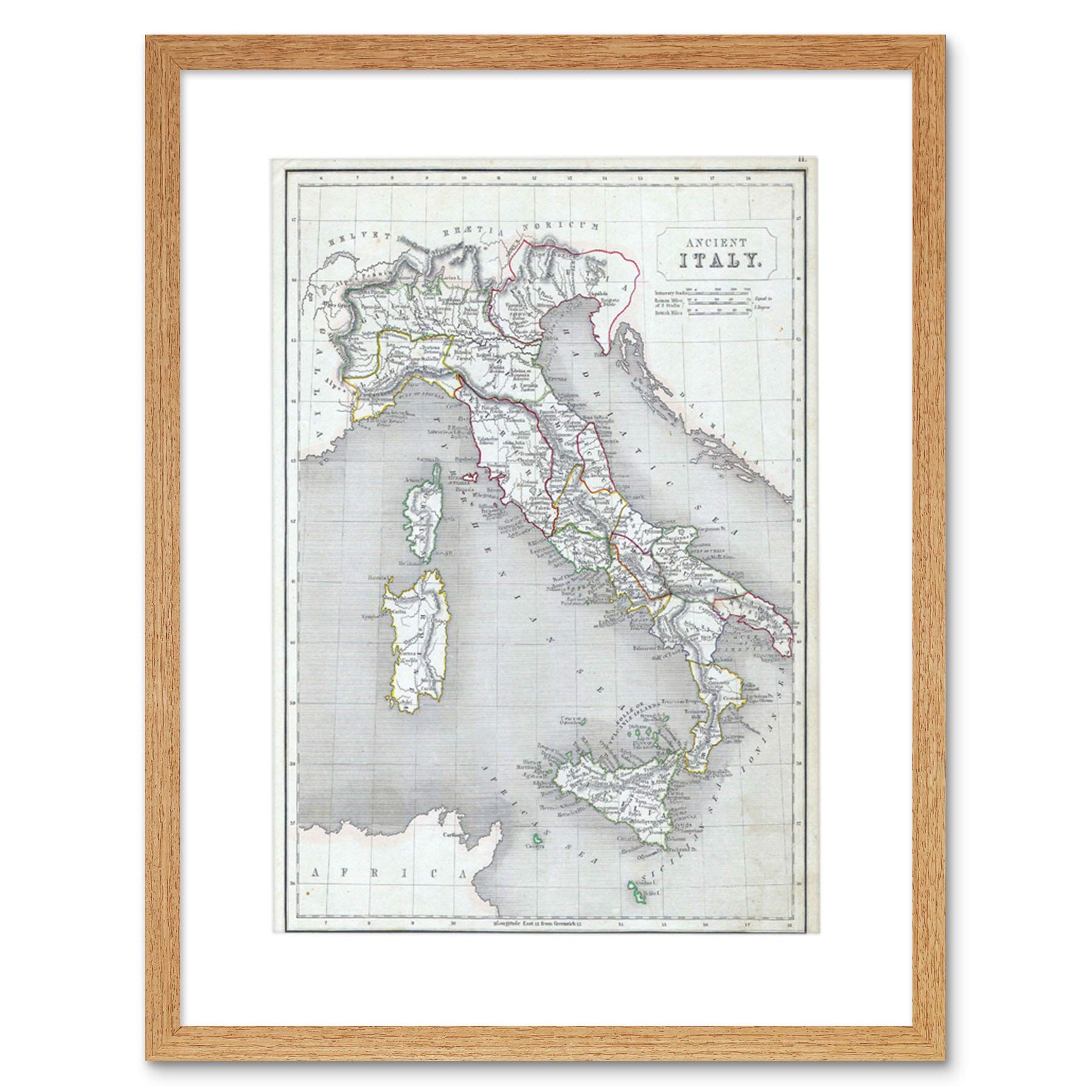 Wee Blue Coo Map Ancient Italy Chambers 1845 Framed Art Print Picture F12X004