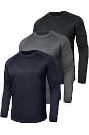 3 Pack Long Sleeve Shirts for Men - Quick Dry Moisture Wicking UV Sun Protection T-Shirts for Fishing Workout Athletic Gym
