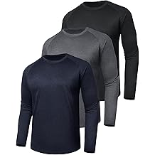 3 Pack Long Sleeve Shirts for Men - Quick Dry Moisture Wicking UV Sun Protection T-Shirts for Fishing Workout Athletic Gym