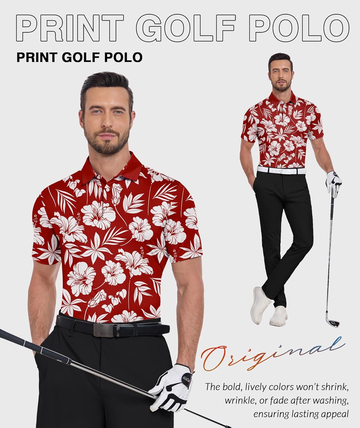 ZITY Golf Shirts for Men Short Sleeve Print Polo Shirt Moisture Wicking Regular Fit Casual Beach Polo - Image 6