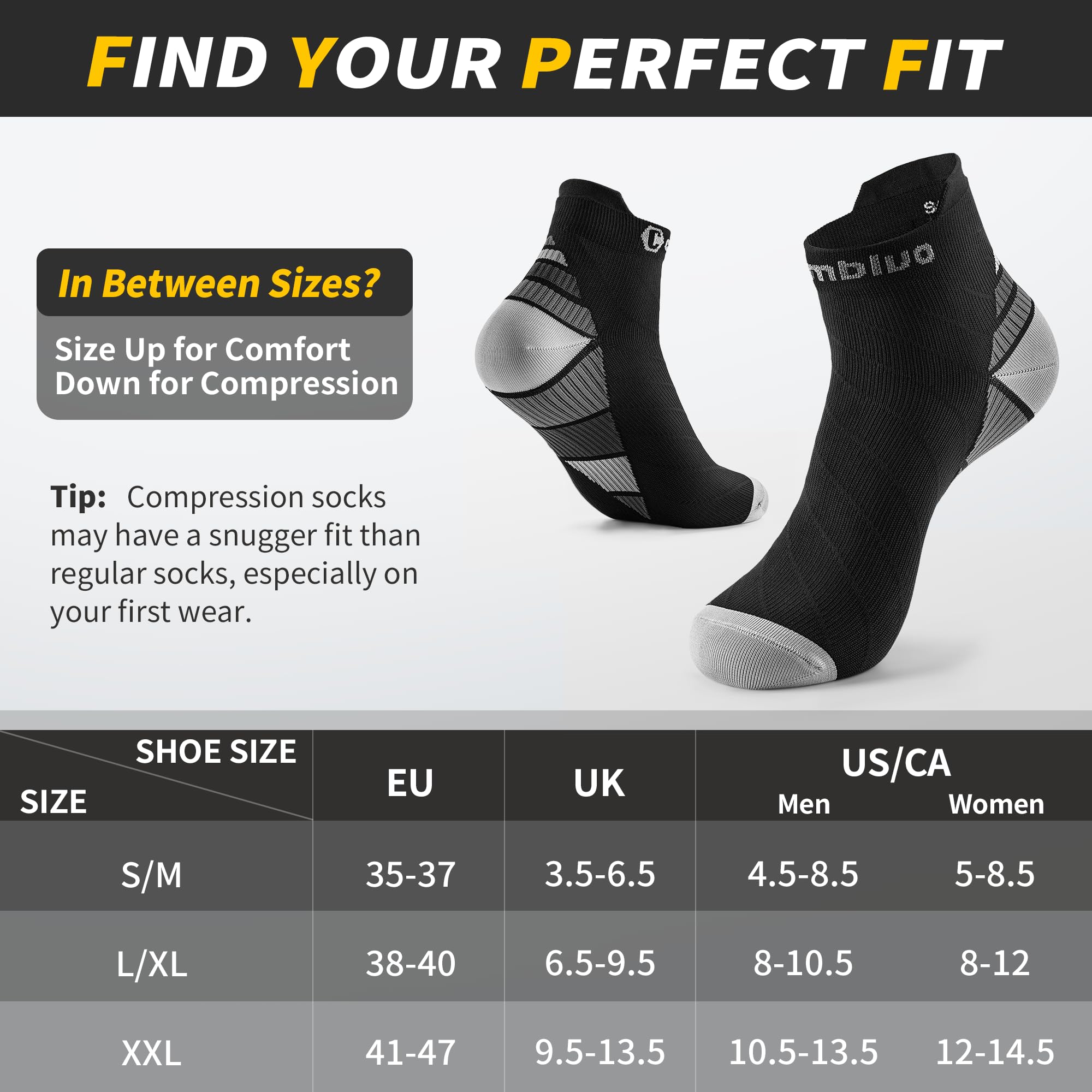 CAMBIVO Calcetines de Compresión Cortos Hombre Mujer 2 Pares, 20-30 mmHg Calcetines Running Antiampollas con Soporte el Arco, Calcetines Compresion Ligeros y Transpirable para Tecuperación Deportivo