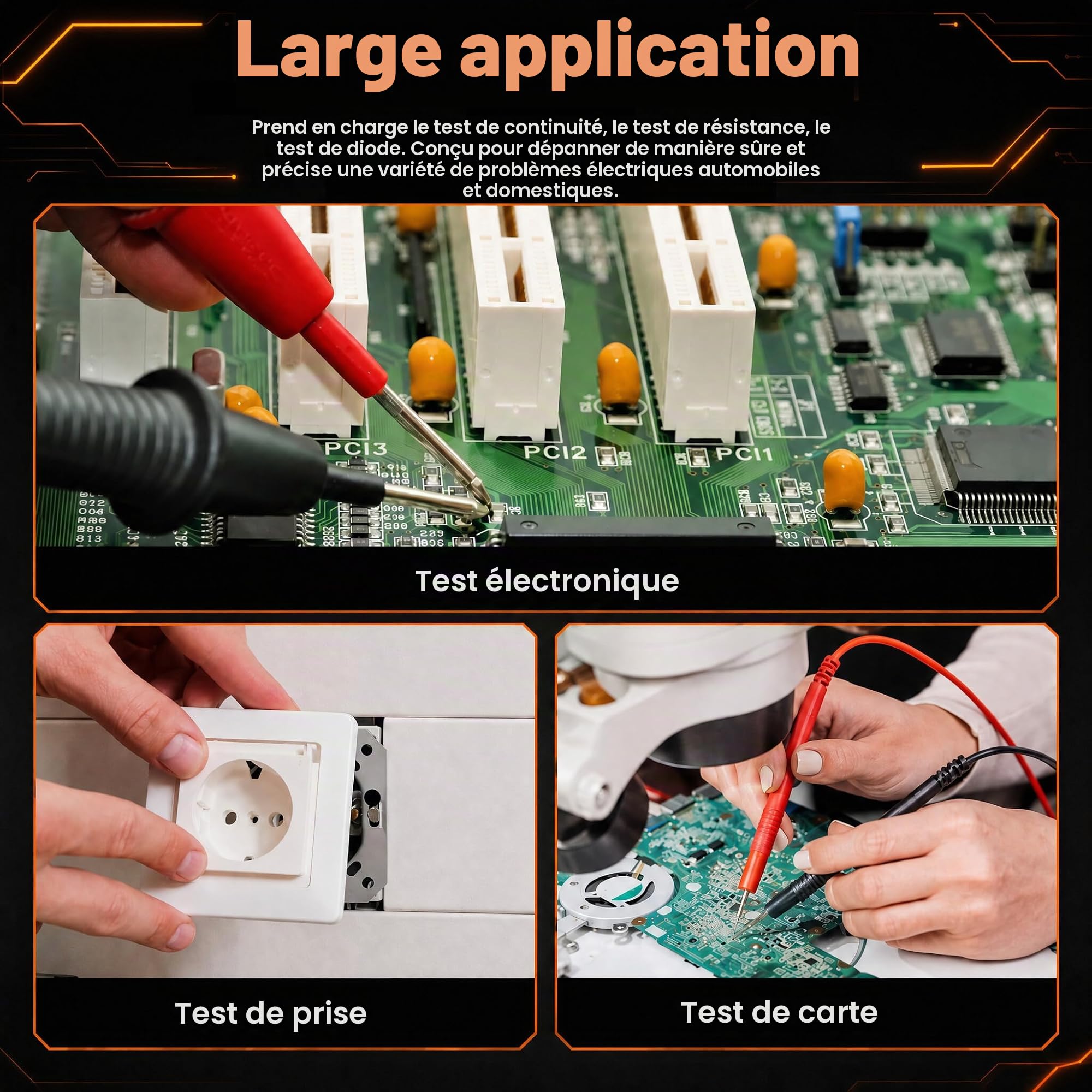 AN8008 Multimètre numérique True Tension CA Tension CC Ampèremètre Courant Ohm mètre Testeur Diodes Transistors Température Rouge