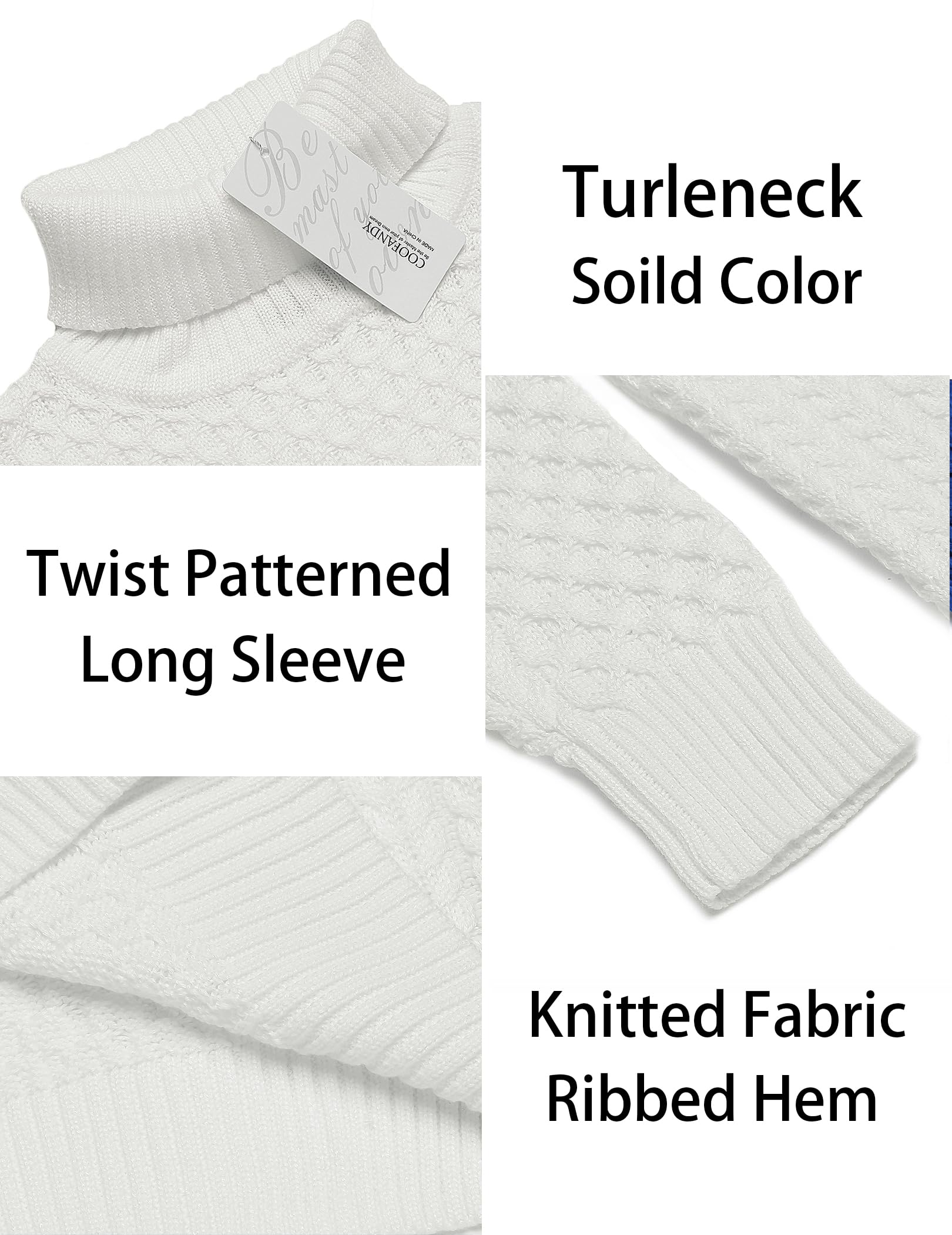 COOFANDY Maglione Uomo Collo Alto Maglione Dolcevita Elegante Maglia Lupetto Slim Fit Maglia Invernale