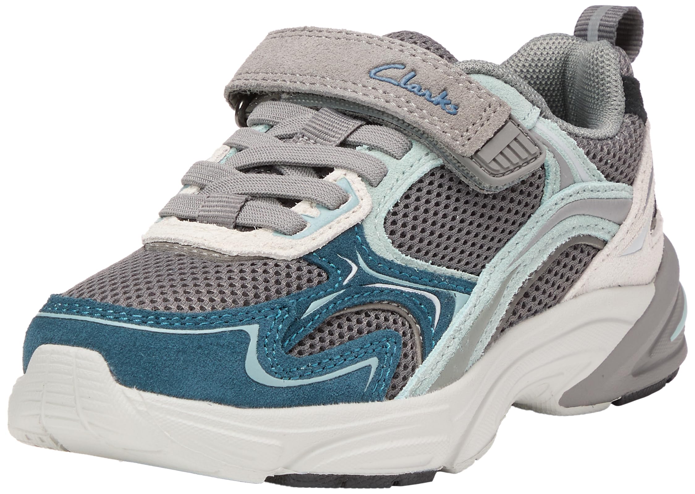 Clarks Boys Grey/Green Combi Crafton Vibe K Infant Trainers Colour: :, Fit: G Size 10 Kids