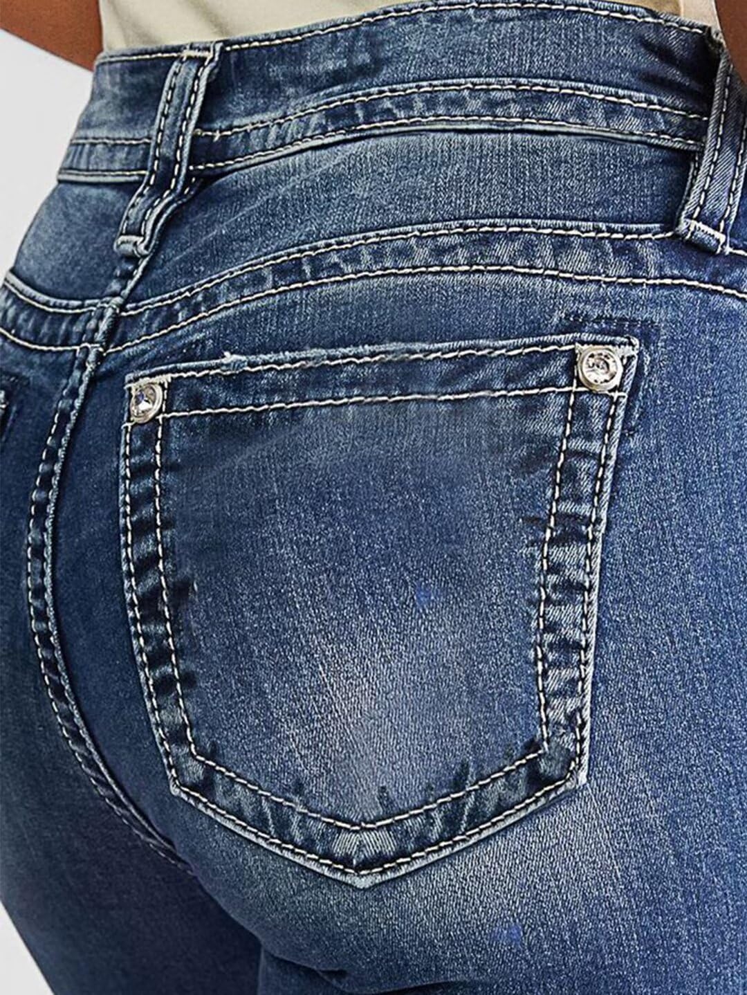 Flamingals Women’s Butt Lifting Skinny Leg Jeans Stretchy Tummy Control Mid Rise Denim Jeans