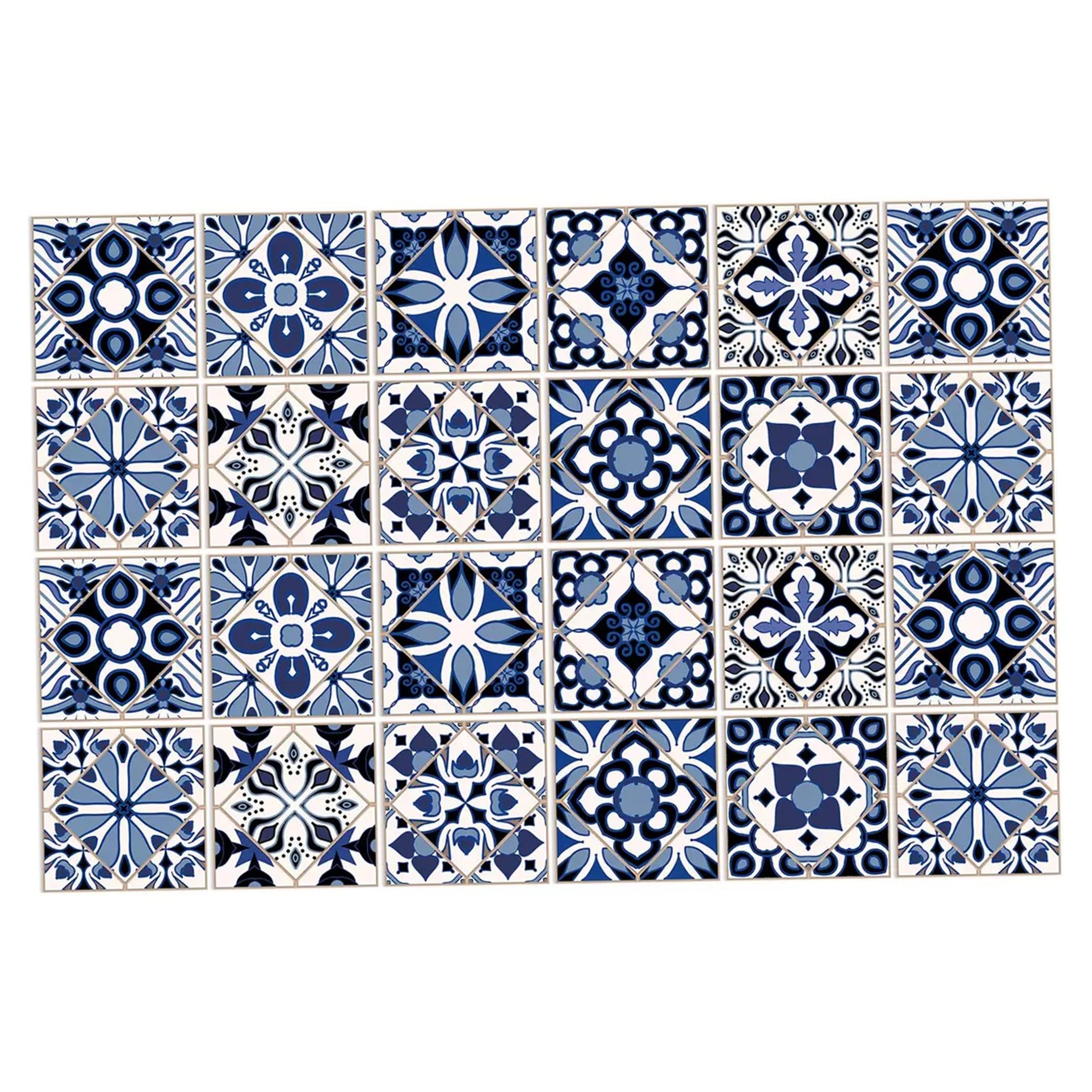 Xoeryoy 24pcs Tile Stickers, Waterproof PVC Peel And Stick Tile Decals - European Mandala Pvc Stick On Tiles, 5.91x5.91 Inch