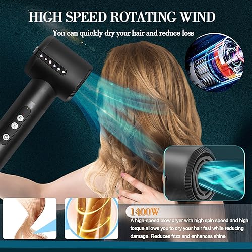 Miniatura 2 de Juego de cepillos secadores de pelo  7 en 1 Airwrap Styler 110000 RPM Sistema de secado de peinado de aire de alta velocidad, cepillo de aire