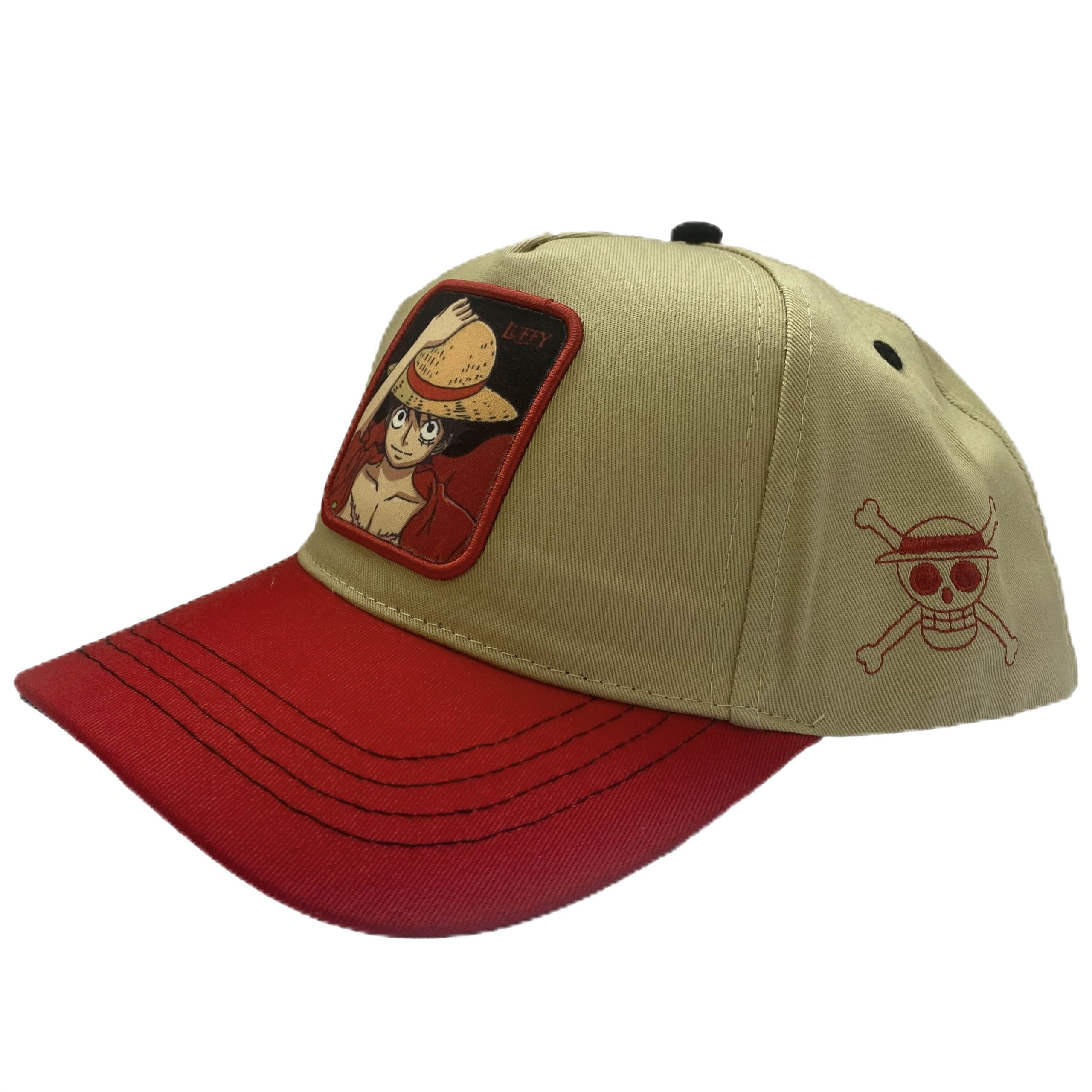 One Piece Oficial Gorra Hombre Luffy Straw Hat Baseball Cap Beige Rojo