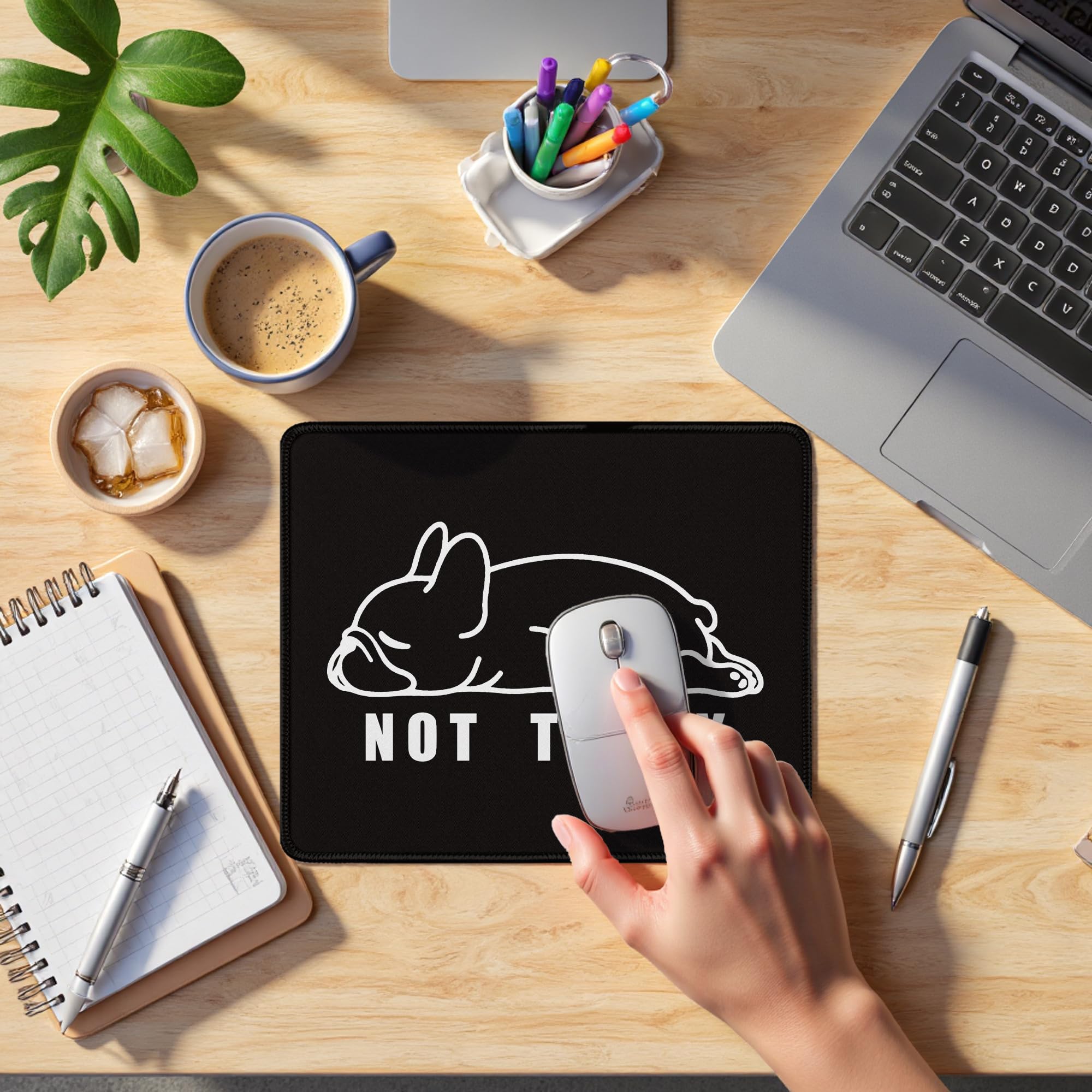 Divertente tappetino per mouse con bulldog francese e scritta in inglese "Not Today", tappetino per mouse per casa, ufficio, dormitorio, computer, laptop, accessori da scrivania, regalo per gli