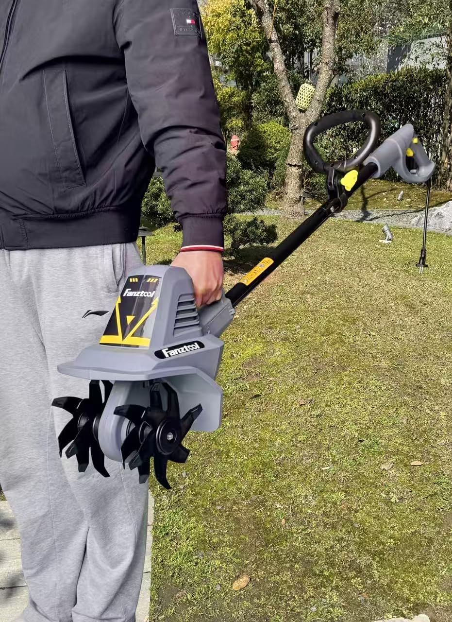 FANZTOOL Motoazada eléctrica de jardín de 300 W, solo 5 kg, ideal para personas mayores y mujeres, 19 cm de ancho de trabajo, 15,5 cm de profundidad, perfecto para parterres y huertos