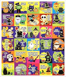 600 Pcs Christian Halloween Stickers for Kids Christian Pumpkin Stickers Cute Jesus Stickers Fall Religious Stickers Reward Stickers for Kids Students Pumpkin Stickers Church Sunday School Supplies
