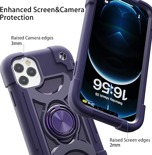 Miniatura 4 de MARKILL Funda compatible con iPhone 12 Pro Max de 6.7 pulgadas con soporte de anillo, protección contra caídas de grado militar, cuerpo completo,